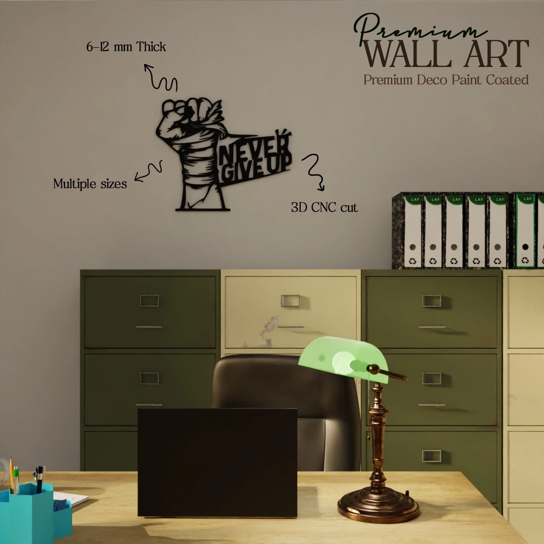 Metafurn Never Give Up modern wooden wall art