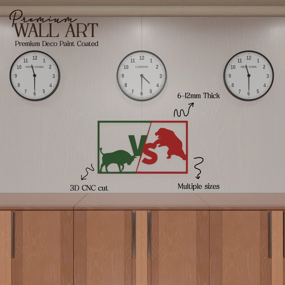 Stock Market Bull vs Bear Wall Art - 40x24 Inches