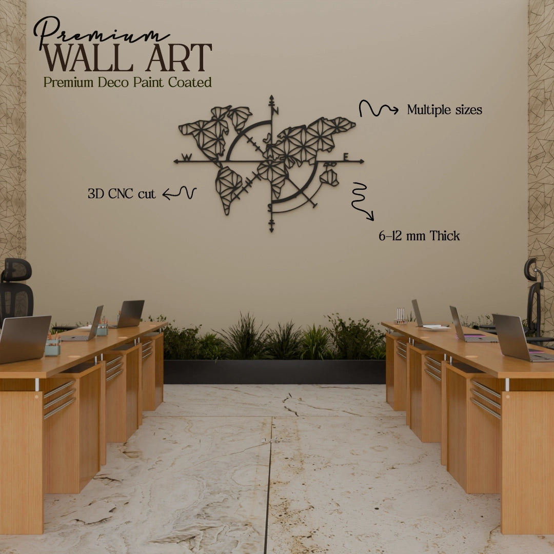 Metafurn World Map Compass wooden wall art