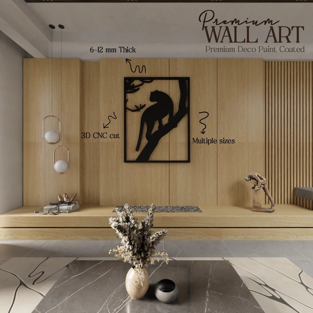 Metafurn Panther modern wooden wall art for nature-inspired decor