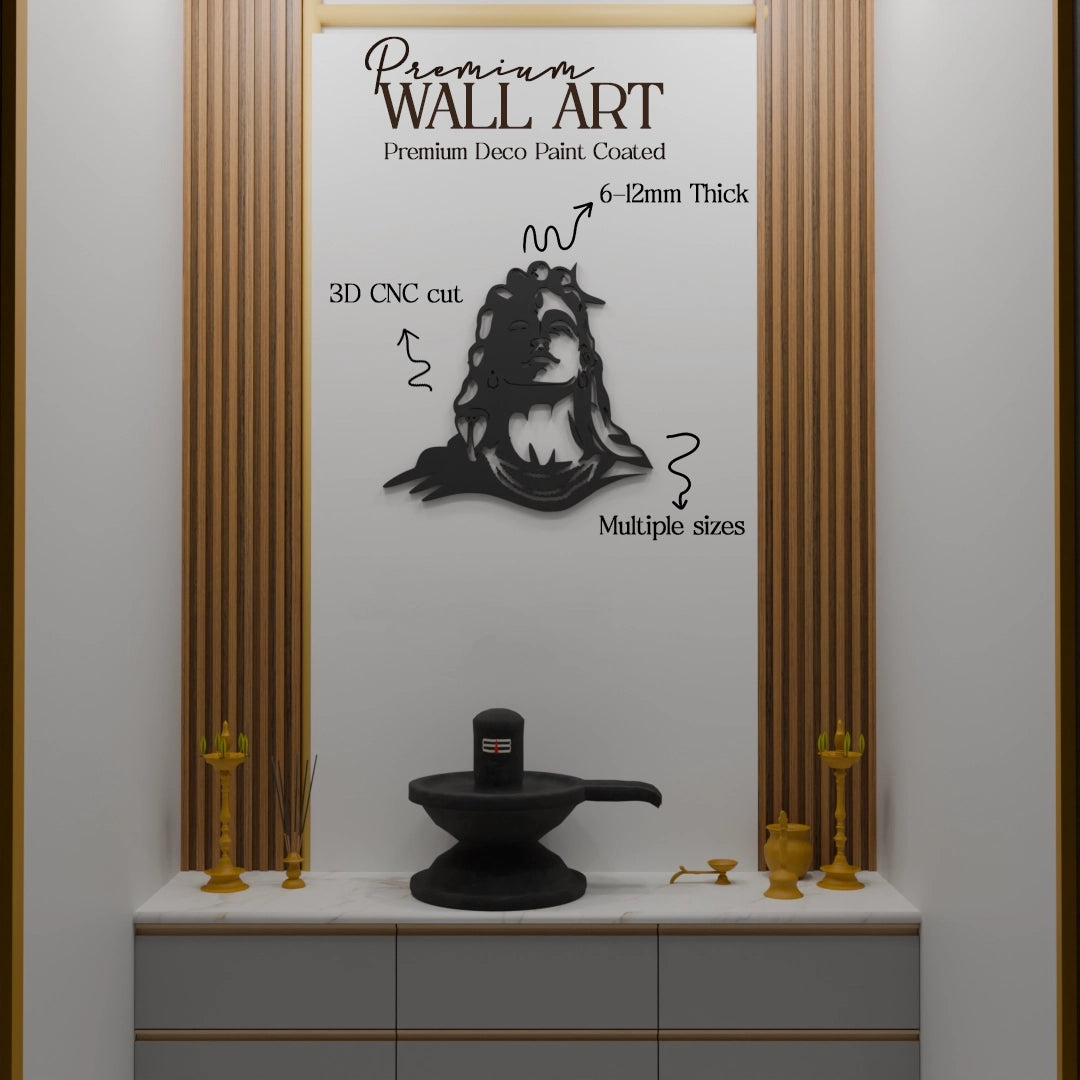 Metafurn Aadiyogi Modern Wooden Wall Art For Meditation Spaces