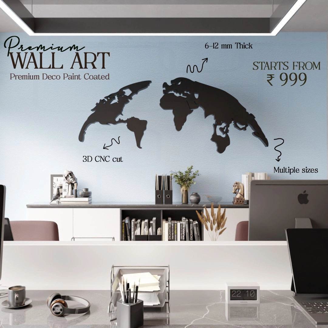 Metafurn World Map North modern wooden wall art
