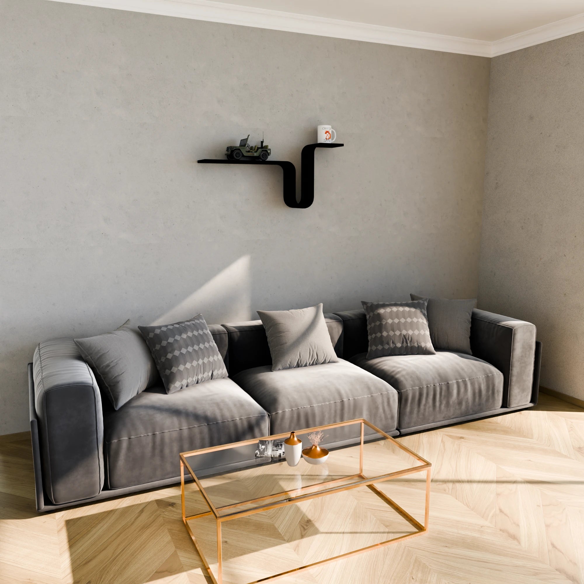 Metafurn Curve Edge Shape Wall Shelf – Modern NFC Wall Mounted Shelf for Stylish Home Decor