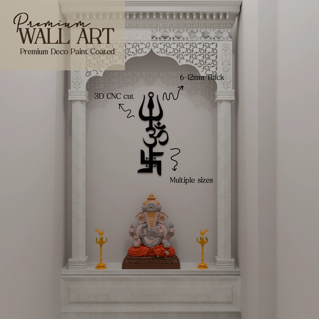 Swastik Trishul Om Pooja room decor
