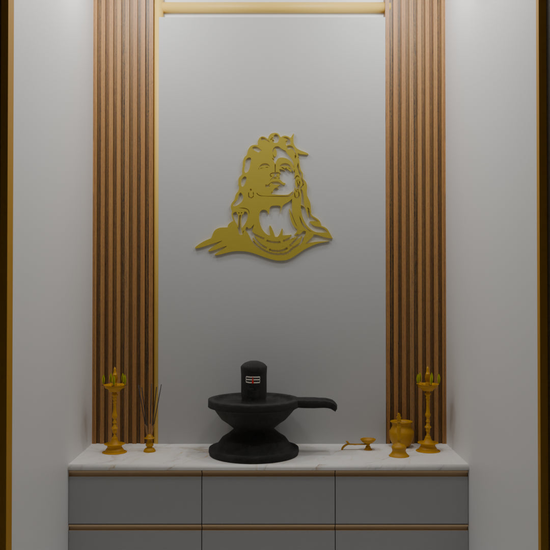 Metafurn Aadiyogi Handcrafted Wooden Wall Decor For Yoga Studios