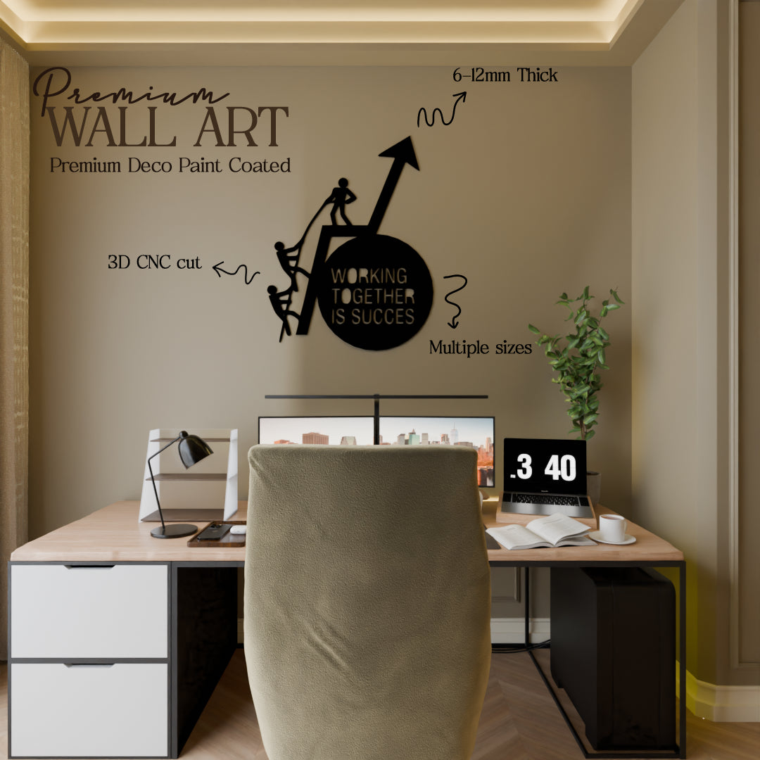 Metafurn Work Together is Success wooden wall art