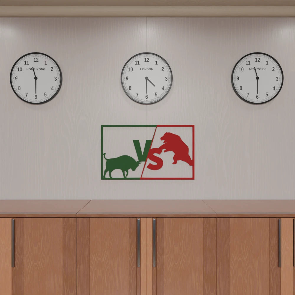 Stock Market Bull vs Bear Wall Art - 40x24 Inches