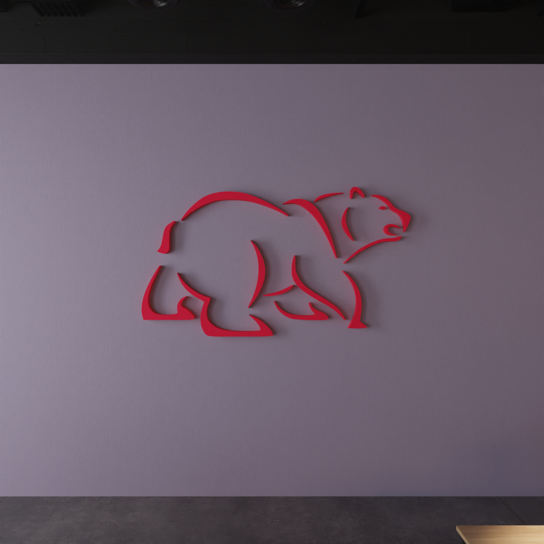 Stock Market Bear Wall Art-40x20 inches
