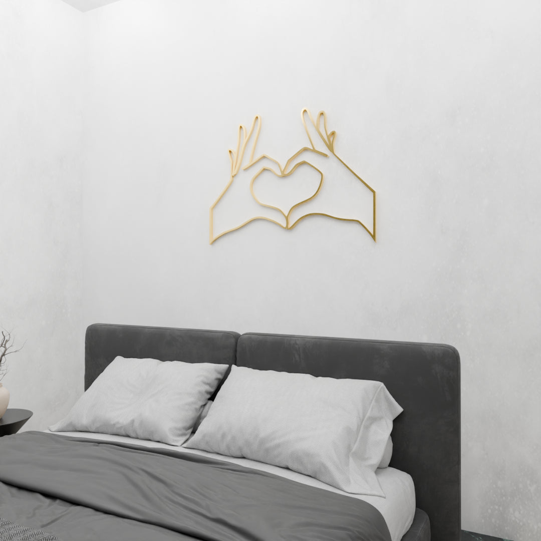 Contemporary Hand Gesture Heart metal artwork – Shop now