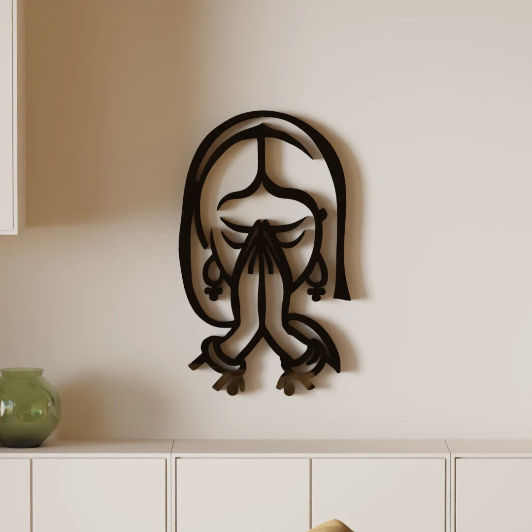 Elegant Namaste Girl metal wall art – Buy now