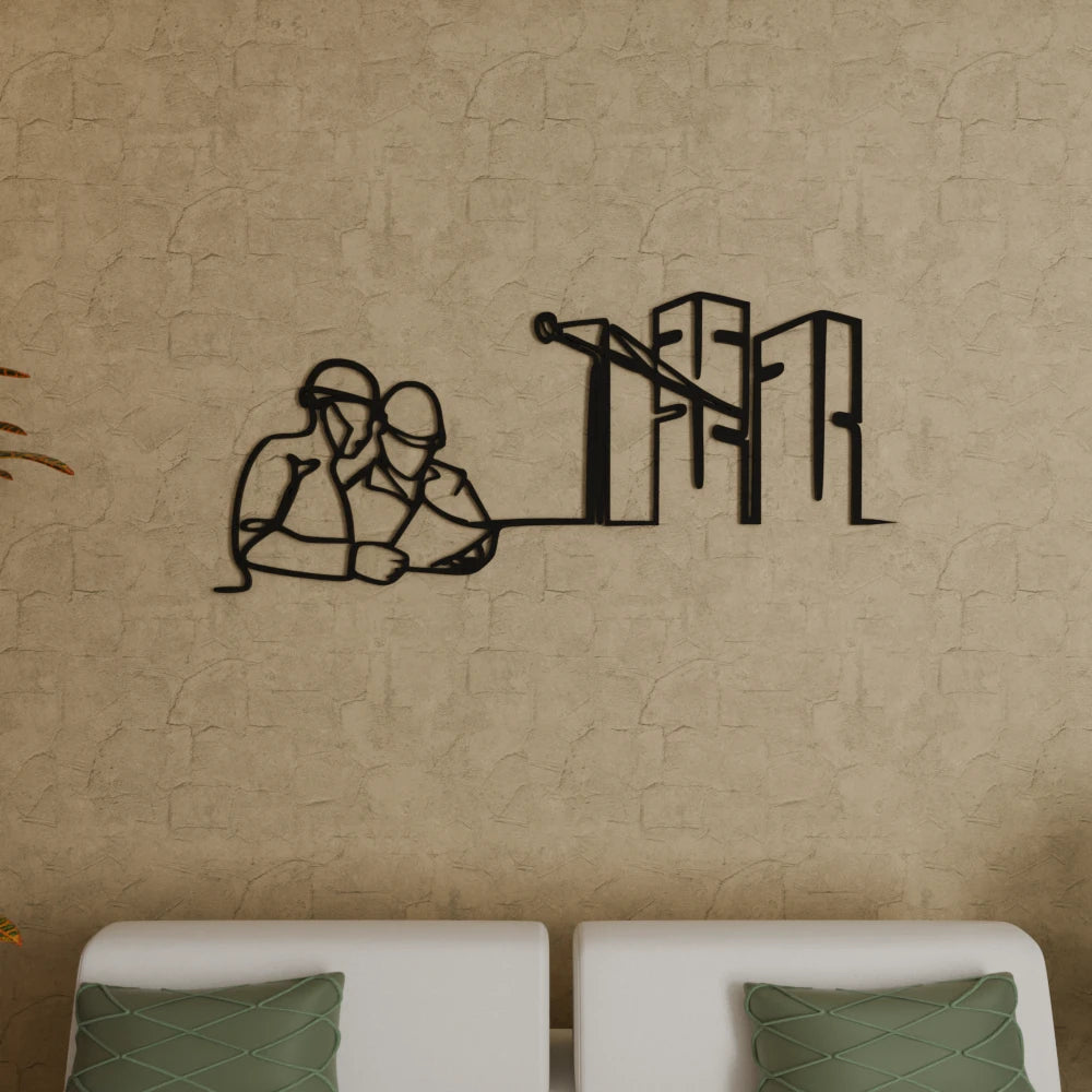 Civil Engineer and Architect in a Construction Site Wall Art - 40x18 Inches