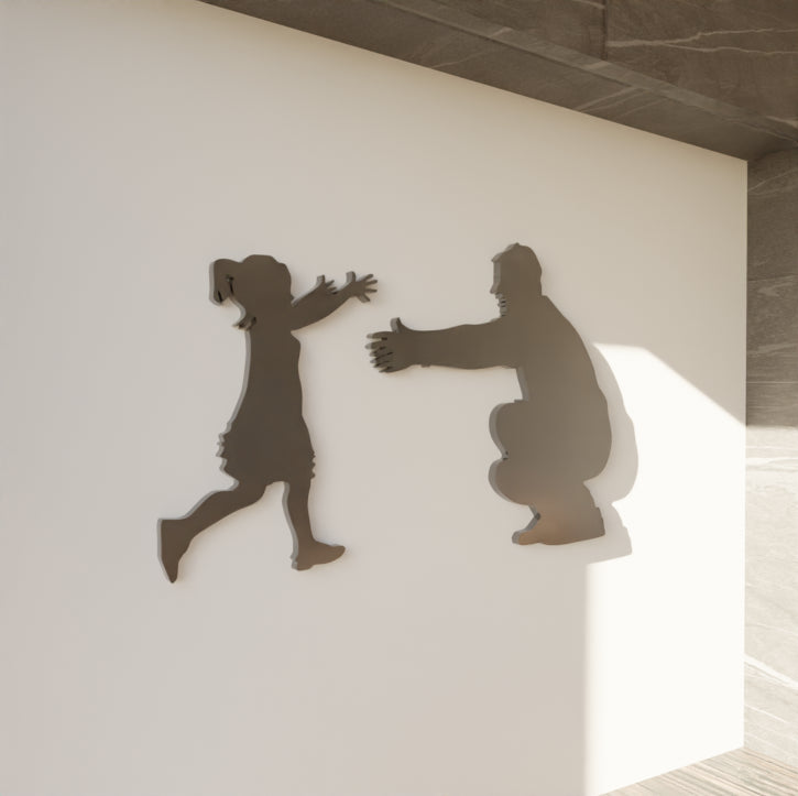 Contemporary Father and Daughter metal artwork – Shop now