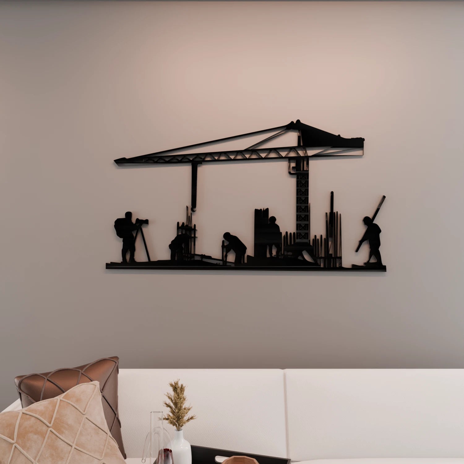 Building Construction Site Wall Art - 40x21 Inches