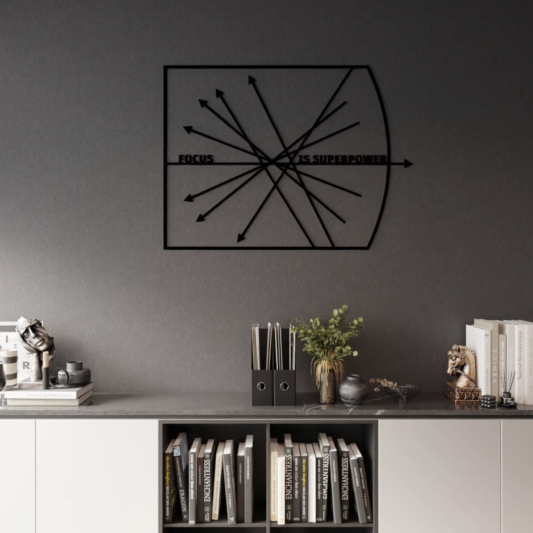 Motivational office wall decor featuring Focus text design – premium wooden decor by Metafurn