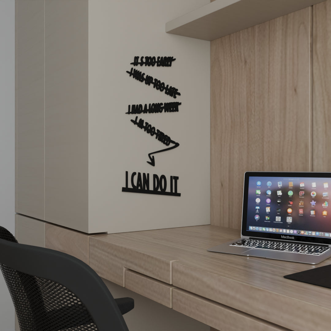 Modern wooden wall decor with motivational design