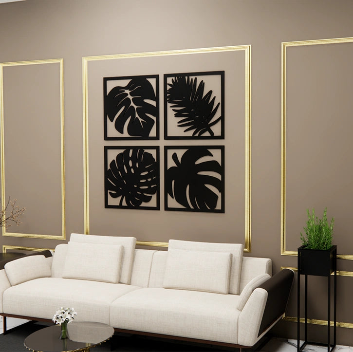 Metafurn Quadra Leaf beautiful wooden wall art with botanical design