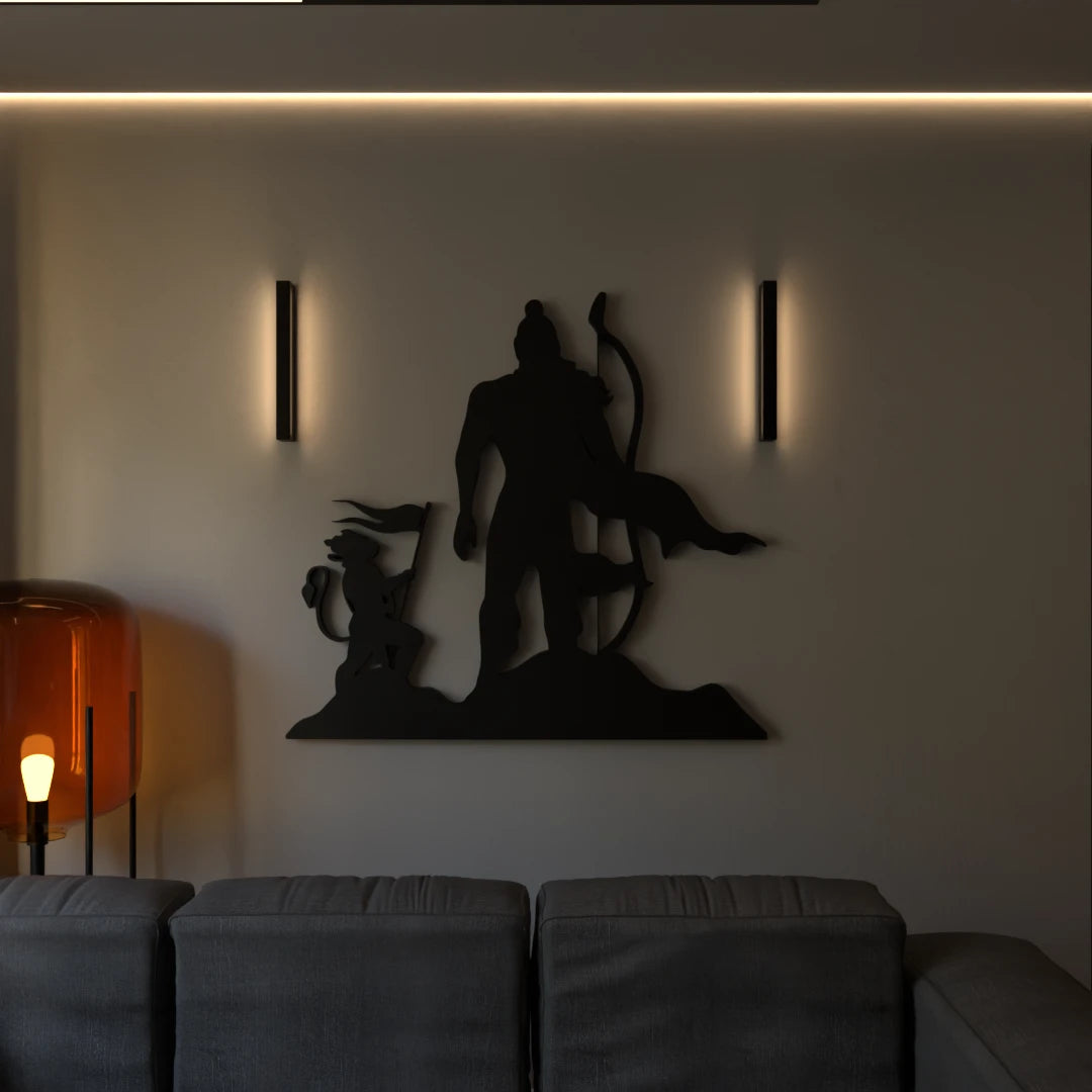 Metafurn Ram And Hanuman Beautiful Wooden Wall Art For Home Temples