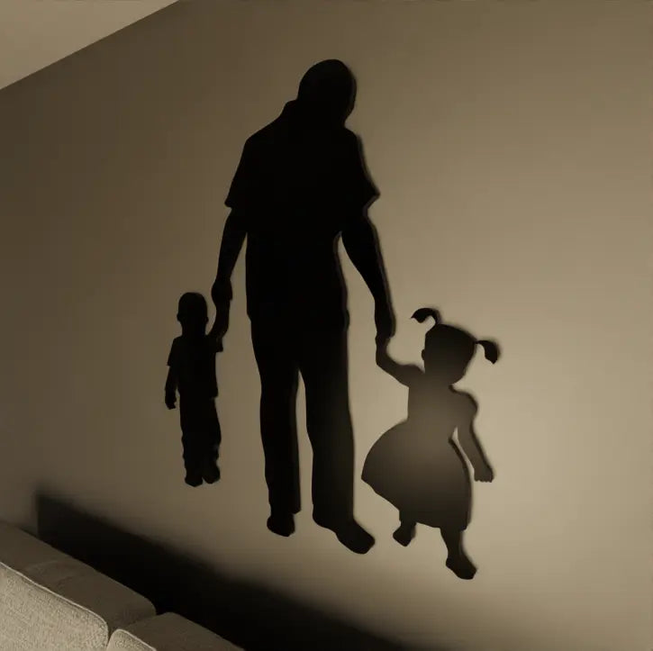 Elegant Father, Son, and Daughter metal wall art – Buy now