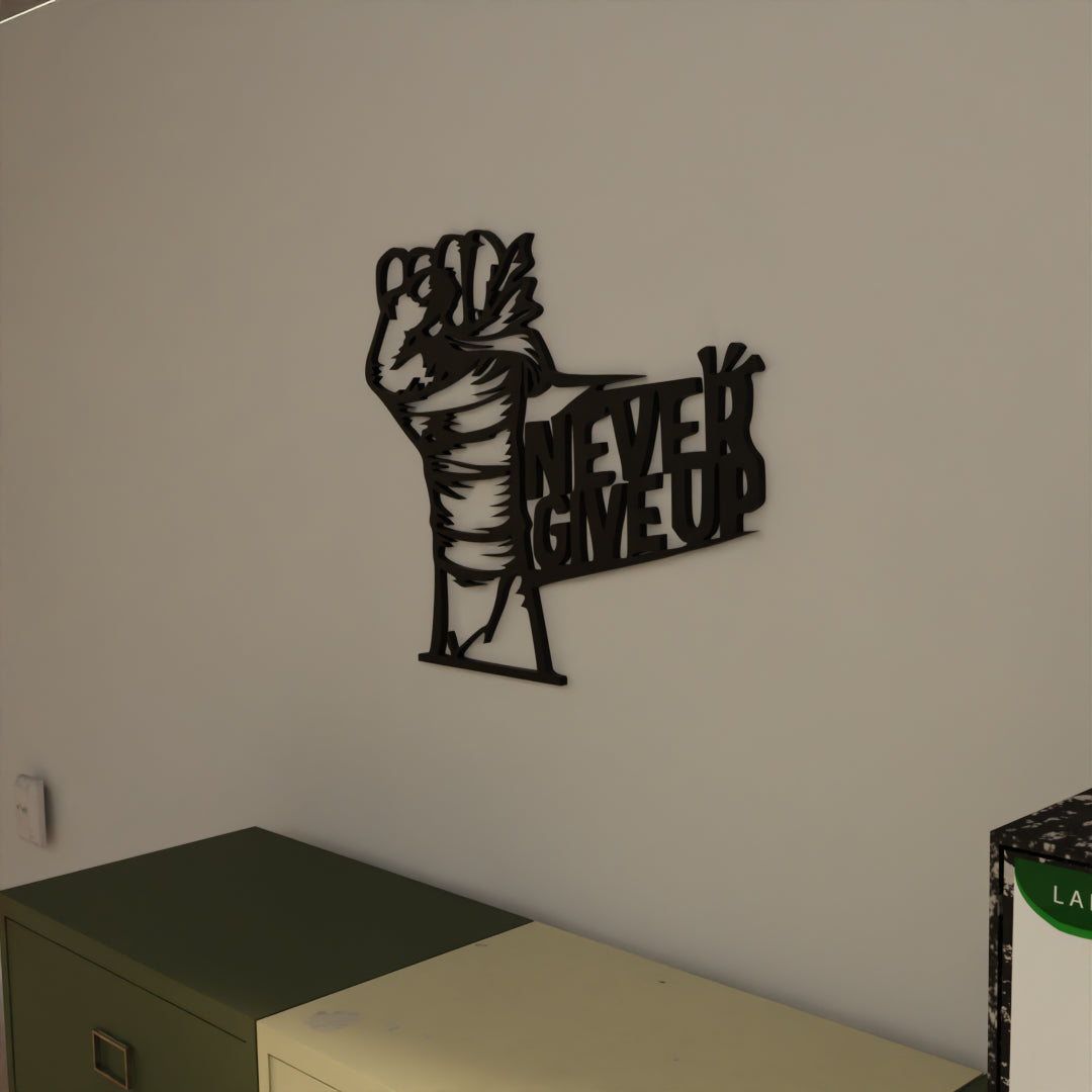 Metafurn Never Give Up decorative wood wall art for motivation