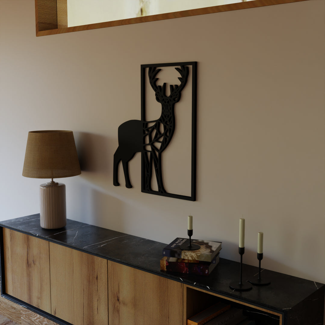 Deer-inspired Half Framed wall hanging for home