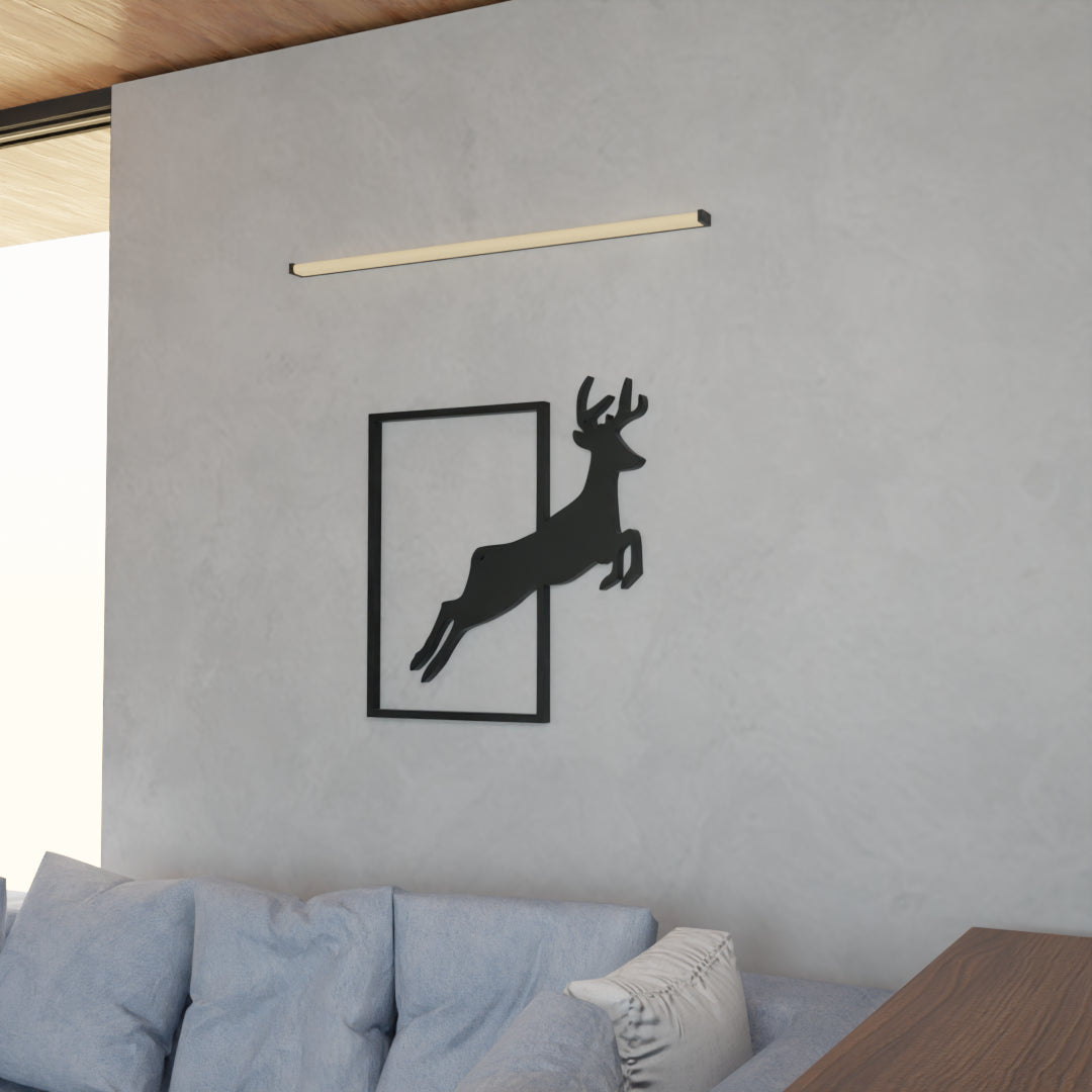 Metafurn Running Deer large wooden wall art for living rooms and offices