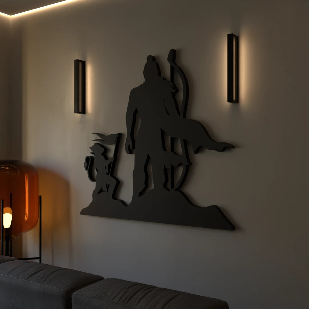 Devotional home decor with intricate Ram and Hanuman wall piece – by Metafurn