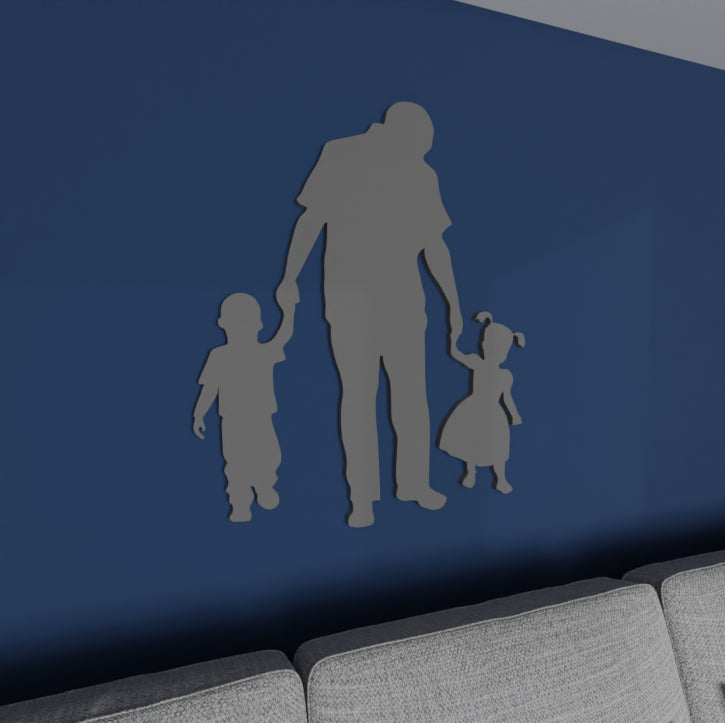 Contemporary Father, Son, and Daughter metal artwork – Shop now