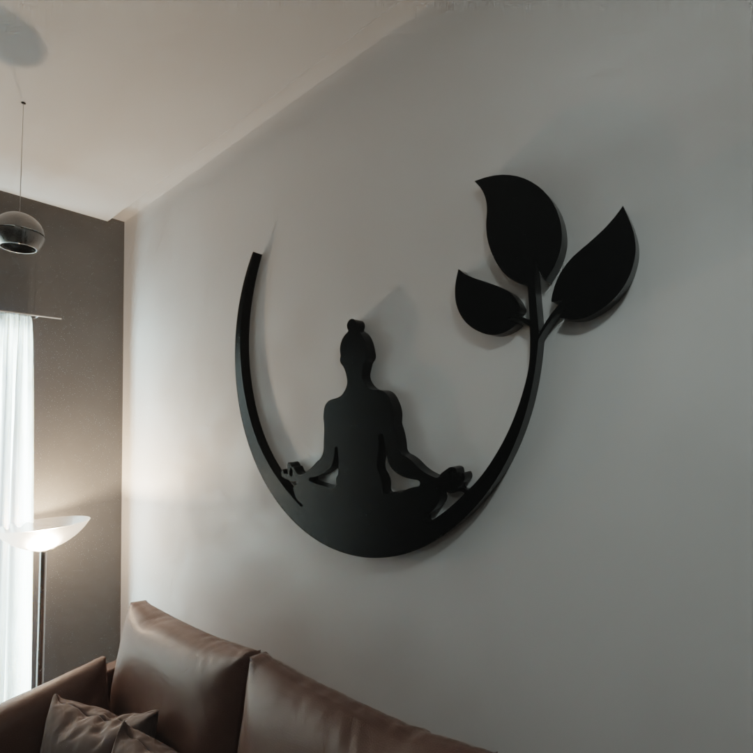 Metafurn Yoga Decorative Wood Wall Art For Peaceful Interiors