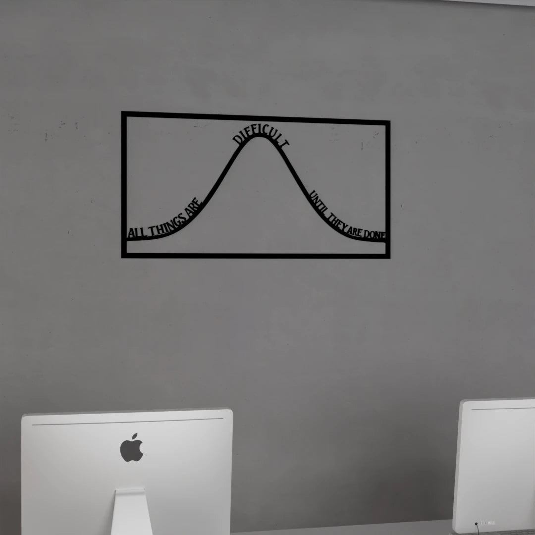 Premium wooden decor for growth-driven offices – Difficult Curve motivational wall art