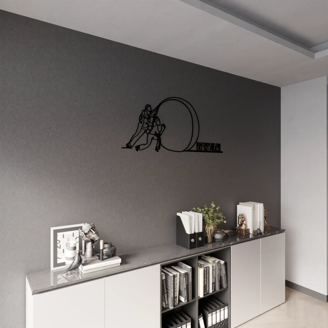 Office wall art with bold 'Together We Can' engraving – premium wooden decor from Metafurn