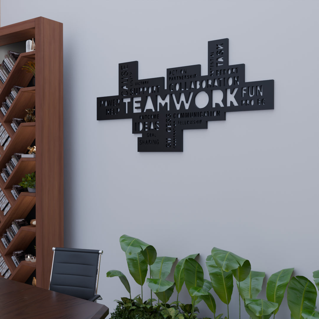 Metafurn Teamwork decorative wood wall art for motivation