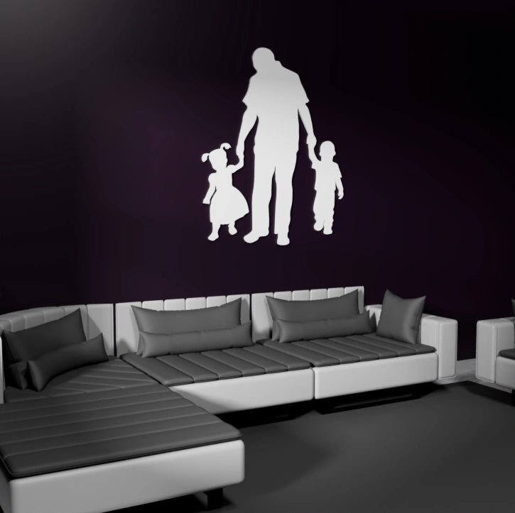 Beautiful Father, Son, and Daughter framed wall art by Metafurn