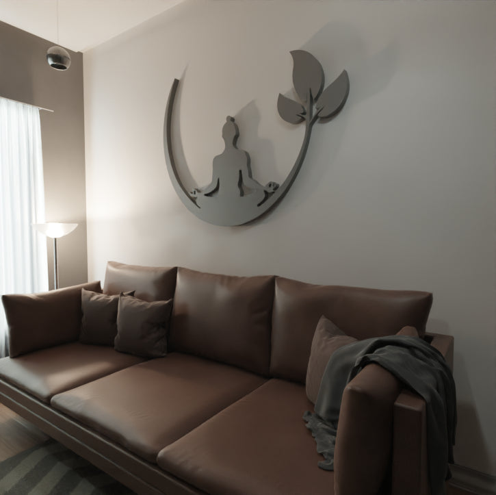 Metafurn Yoga Handcrafted Wooden Wall Decor For Serene Ambiance