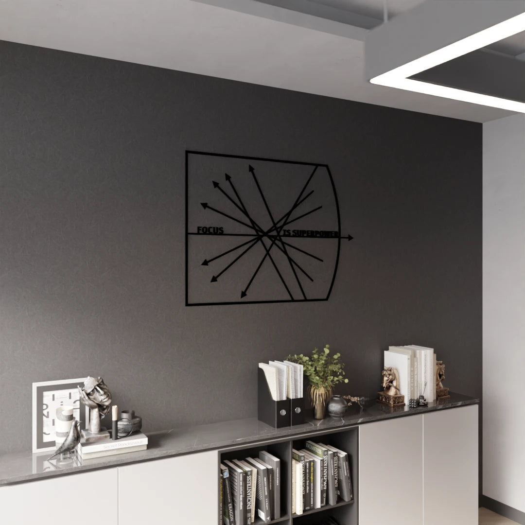Focus-themed wooden wall art – ideal for workspaces, home offices, and studios by Metafurn