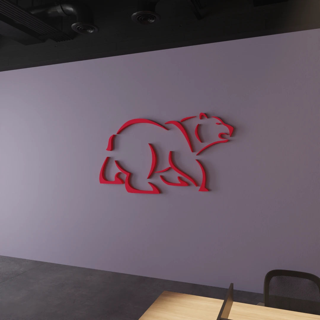 Stock Market Bear Wall Art-40x20 inches
