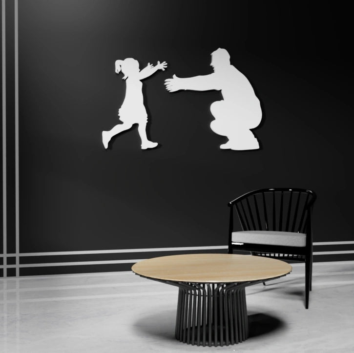Metafurn father-daughter themed silhouette wall art