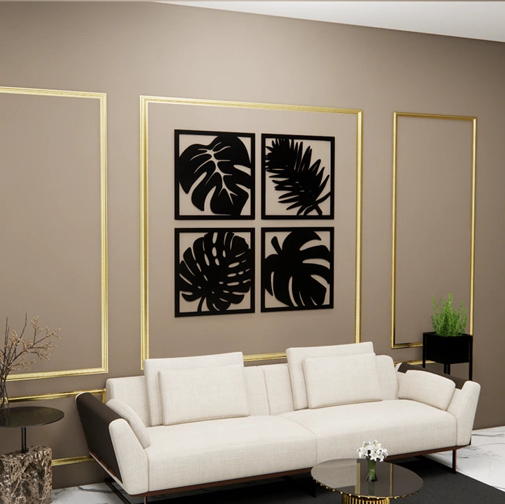Metafurn Quadra Leaf decorative wood wall art for elegant interiors