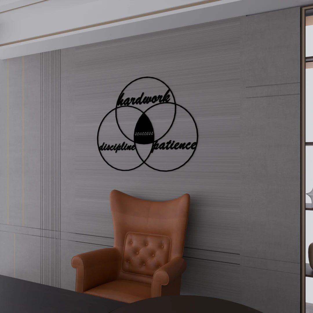 Premium wooden decor with success mantra – Discipline. Hard Work. Patience. wall art by Metafurn