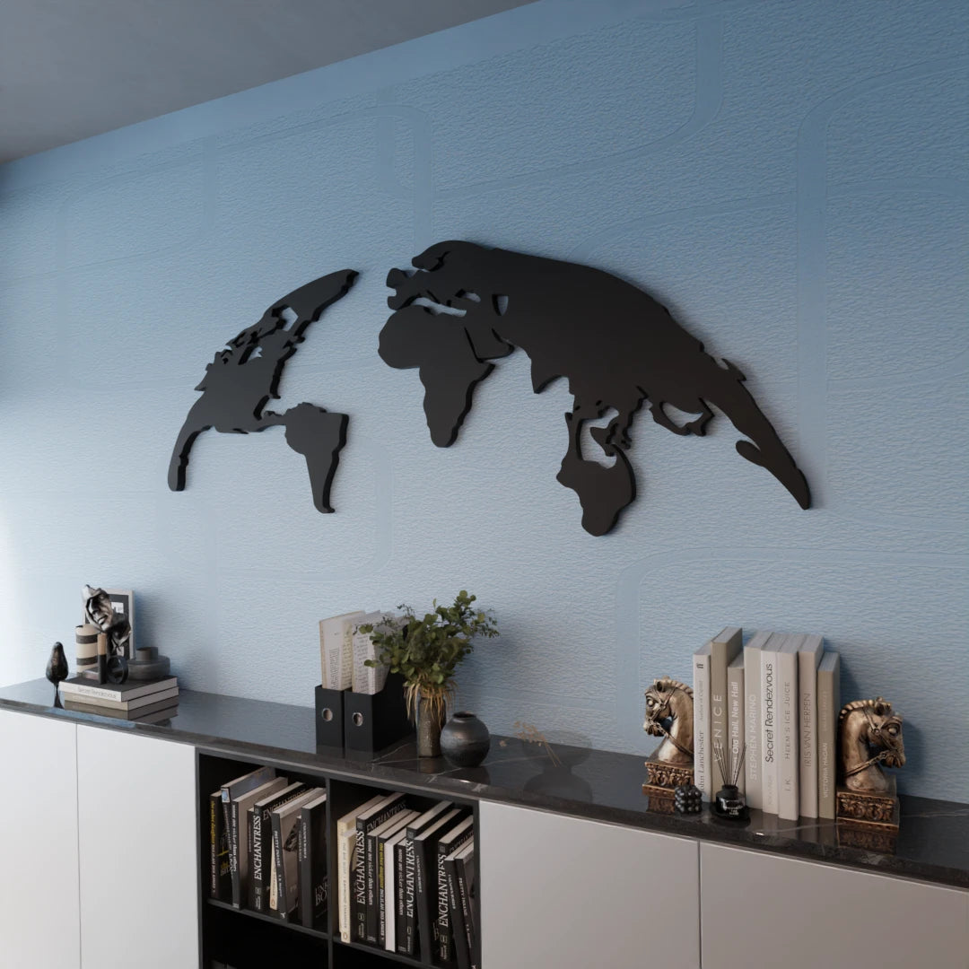 Metafurn World Map North decorative wood wall art for travelers