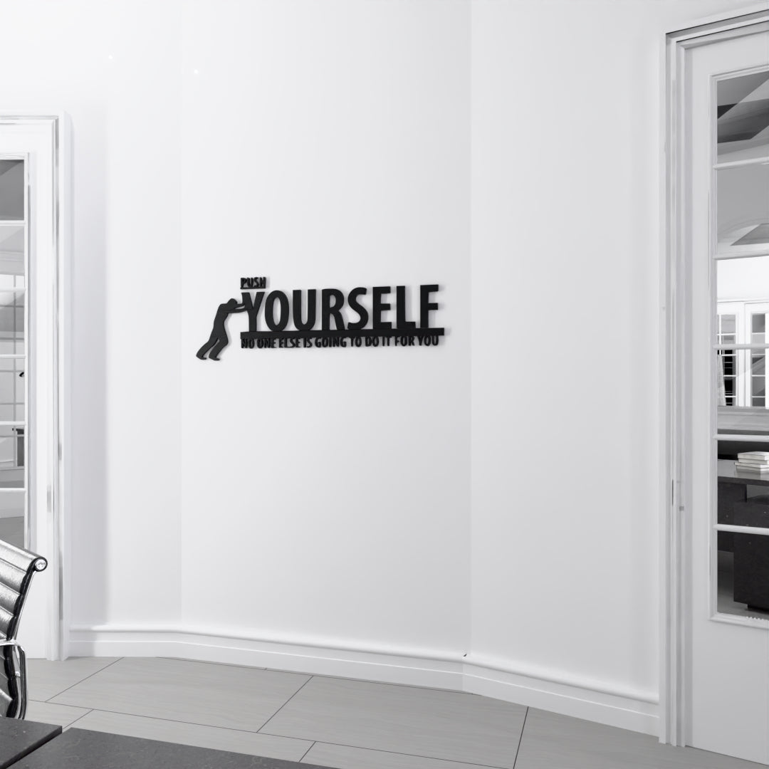Metafurn Push Yourself decorative wood wall art for motivation