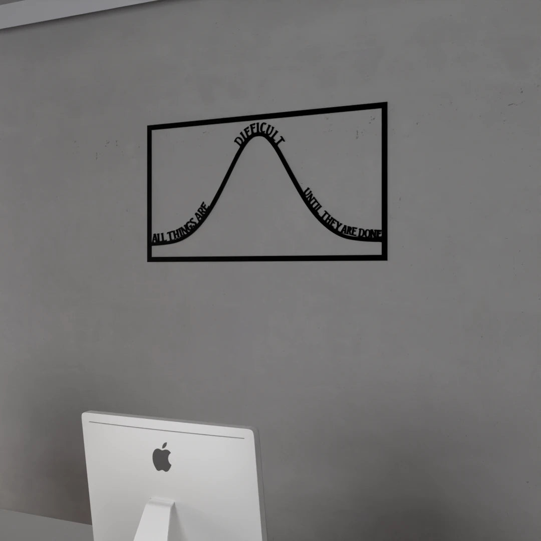 Metafurn Office wall art representing the challenges – handcrafted Difficult Curve wooden wall art