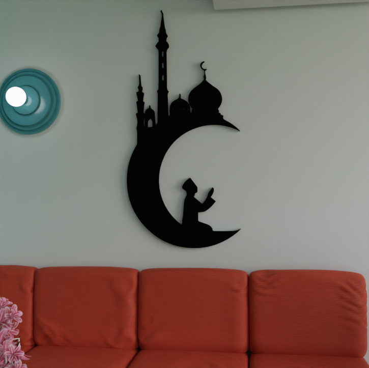 Metafurn Islamic Moon Modern Wooden Wall Decor With Celestial Beauty