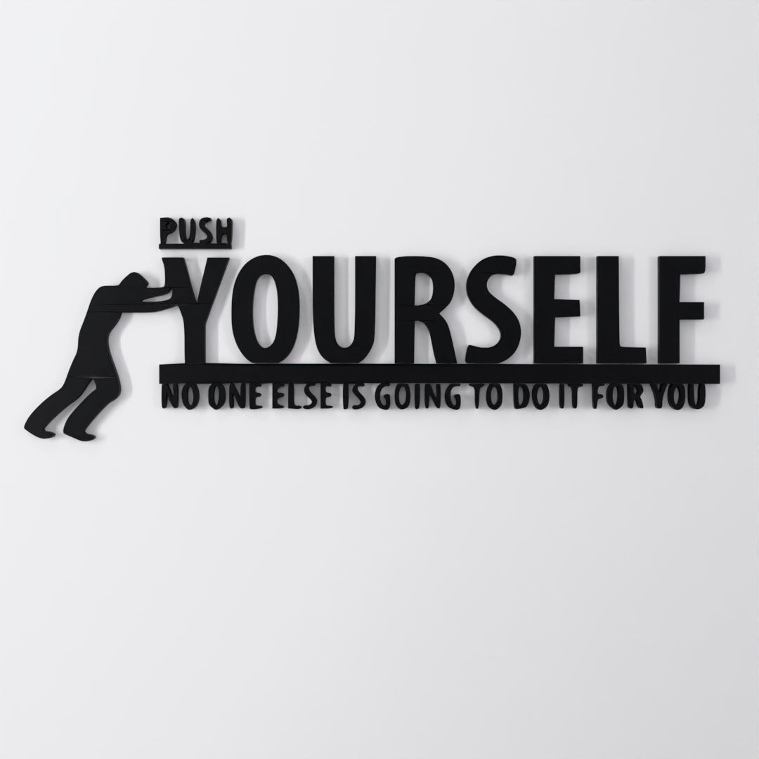 Metafurn Push Yourself large wooden wall art for offices