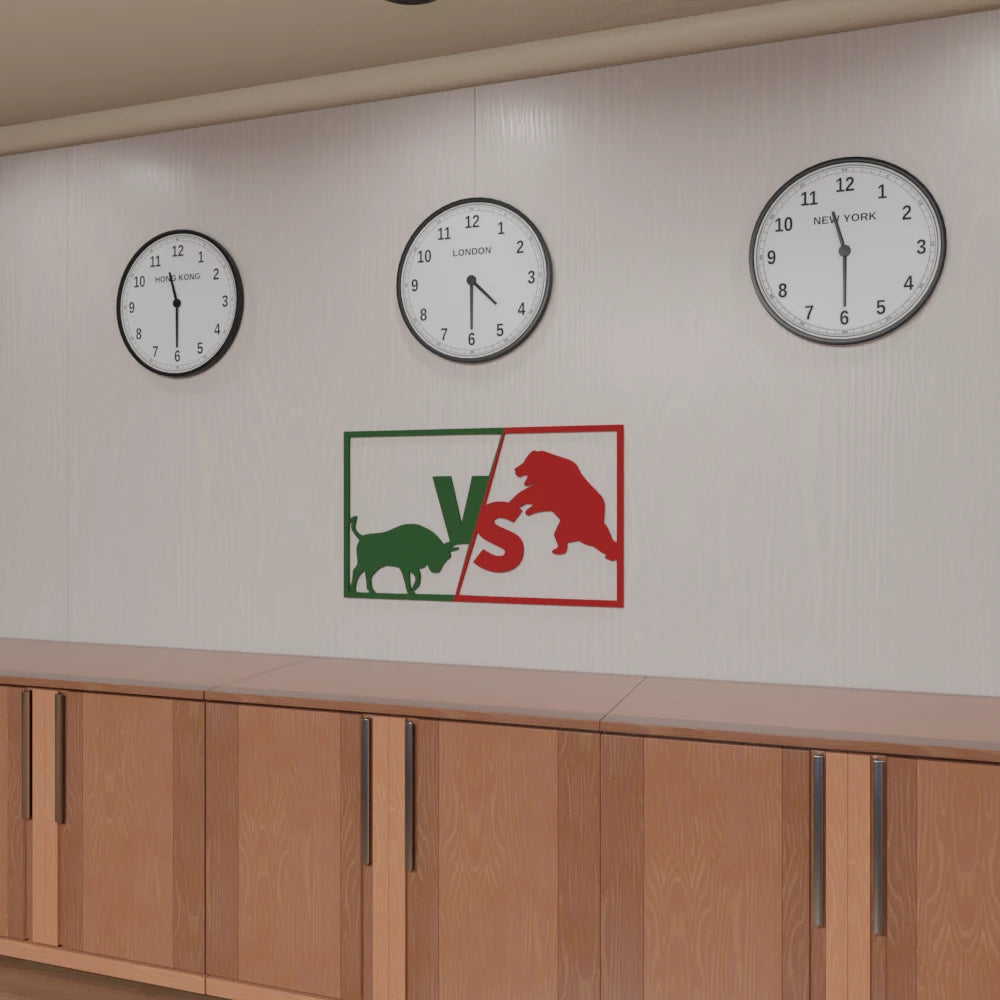 Stock Market Bull vs Bear Wall Art - 40x24 Inches