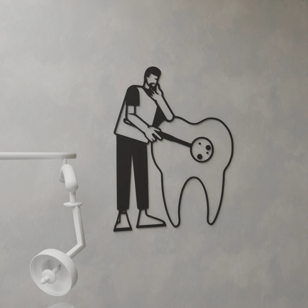 Dentist Inspecting Tooth Wall Art - 32x40 Inches