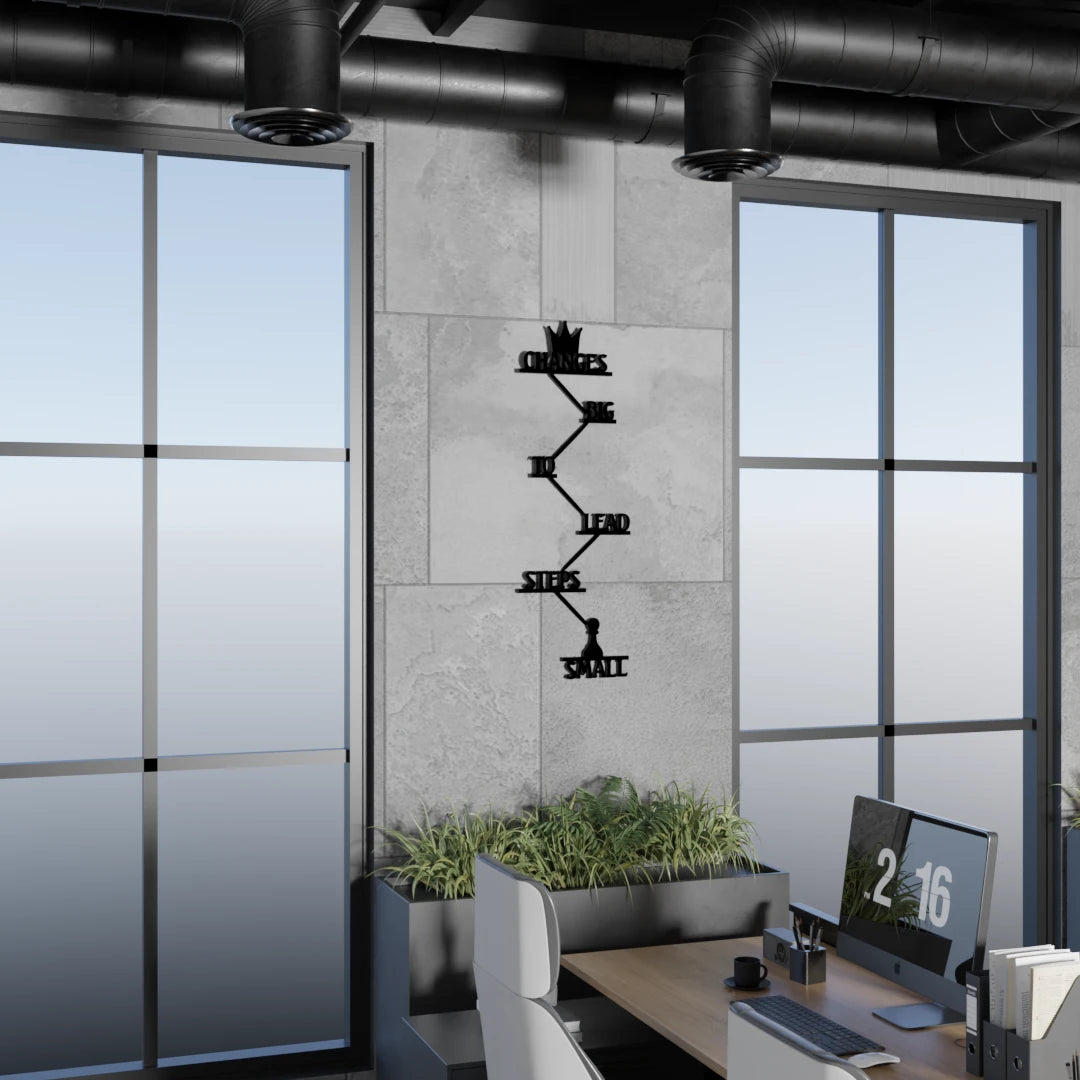 Metafurn Small Steps Big Changes inspirational wooden wall art for workspaces