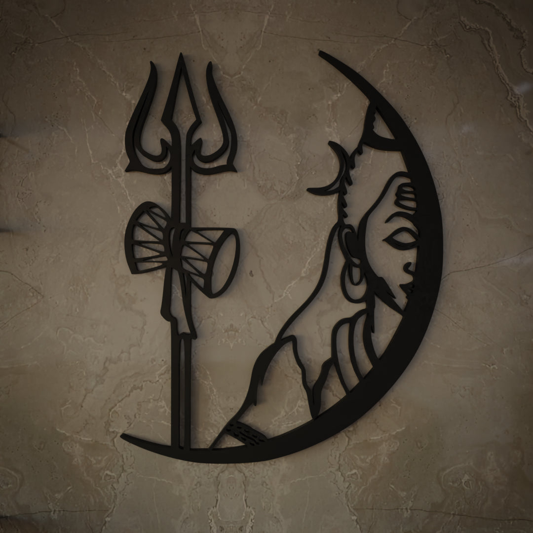 Metafurn Shiva Large Wooden Wall Art Symbolizing Divinity