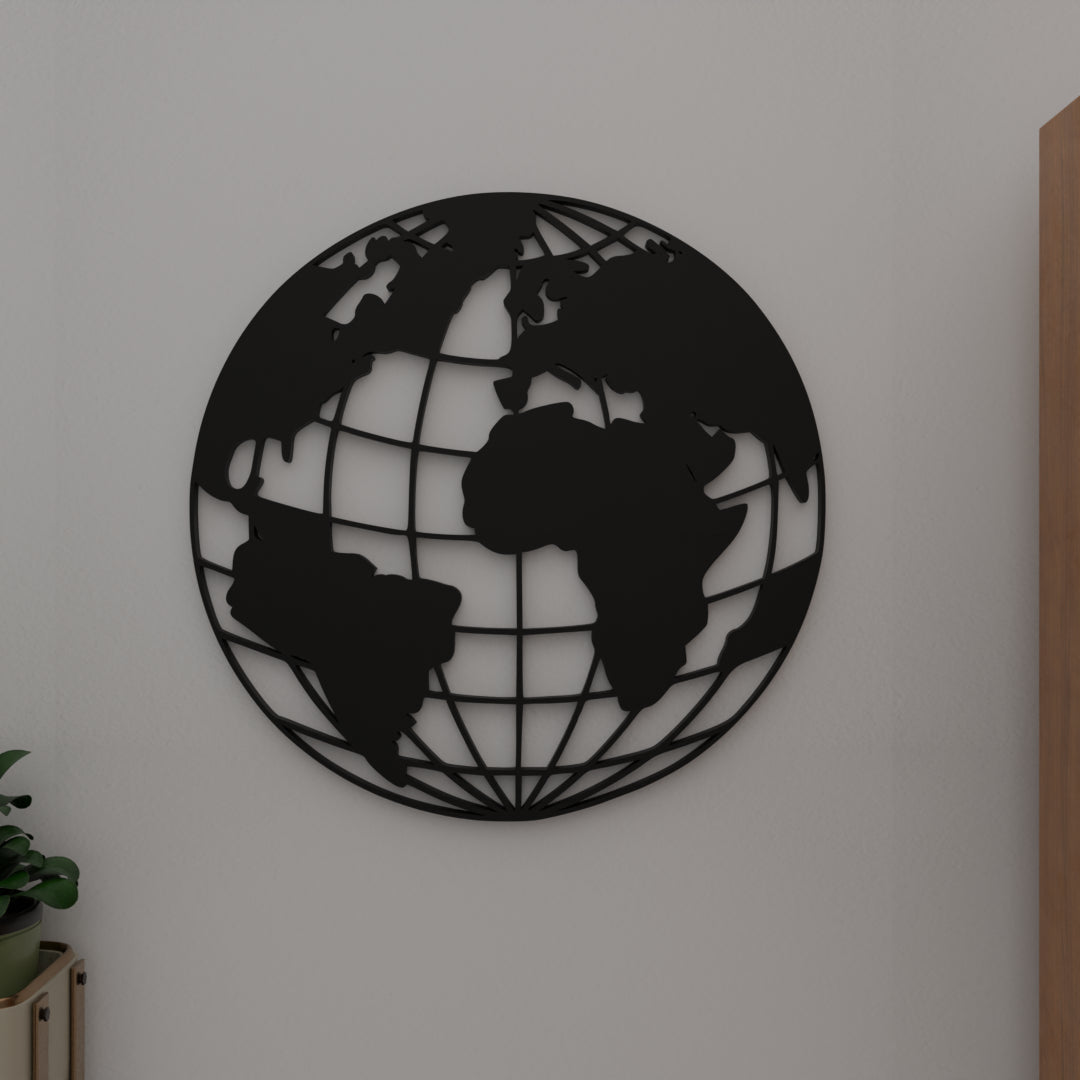 Metafurn Worldmap Globe large wooden wall art for offices