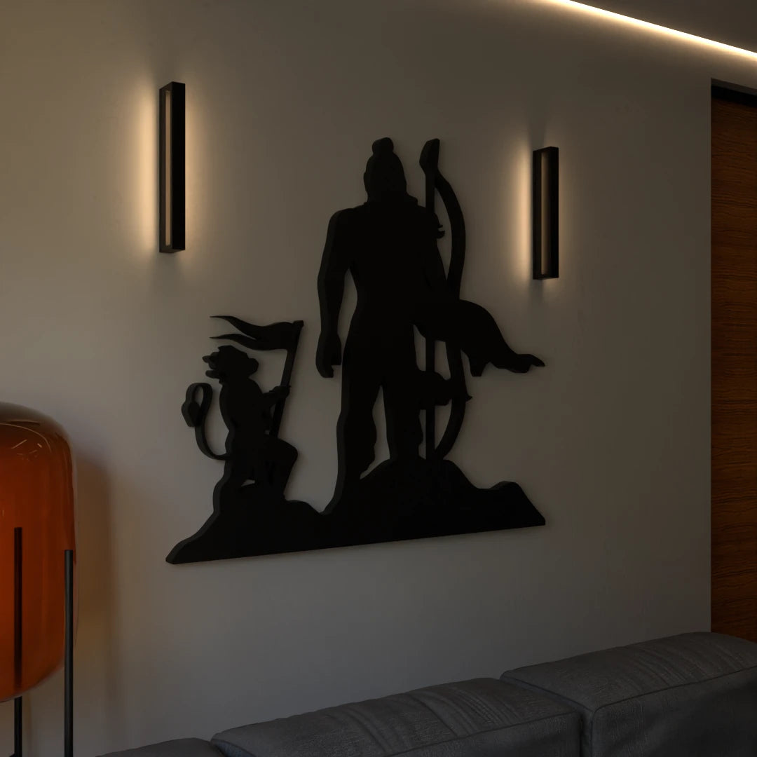 Metafurn Ram And Hanuman Decorative Wood Wall Art Symbolizing Faith