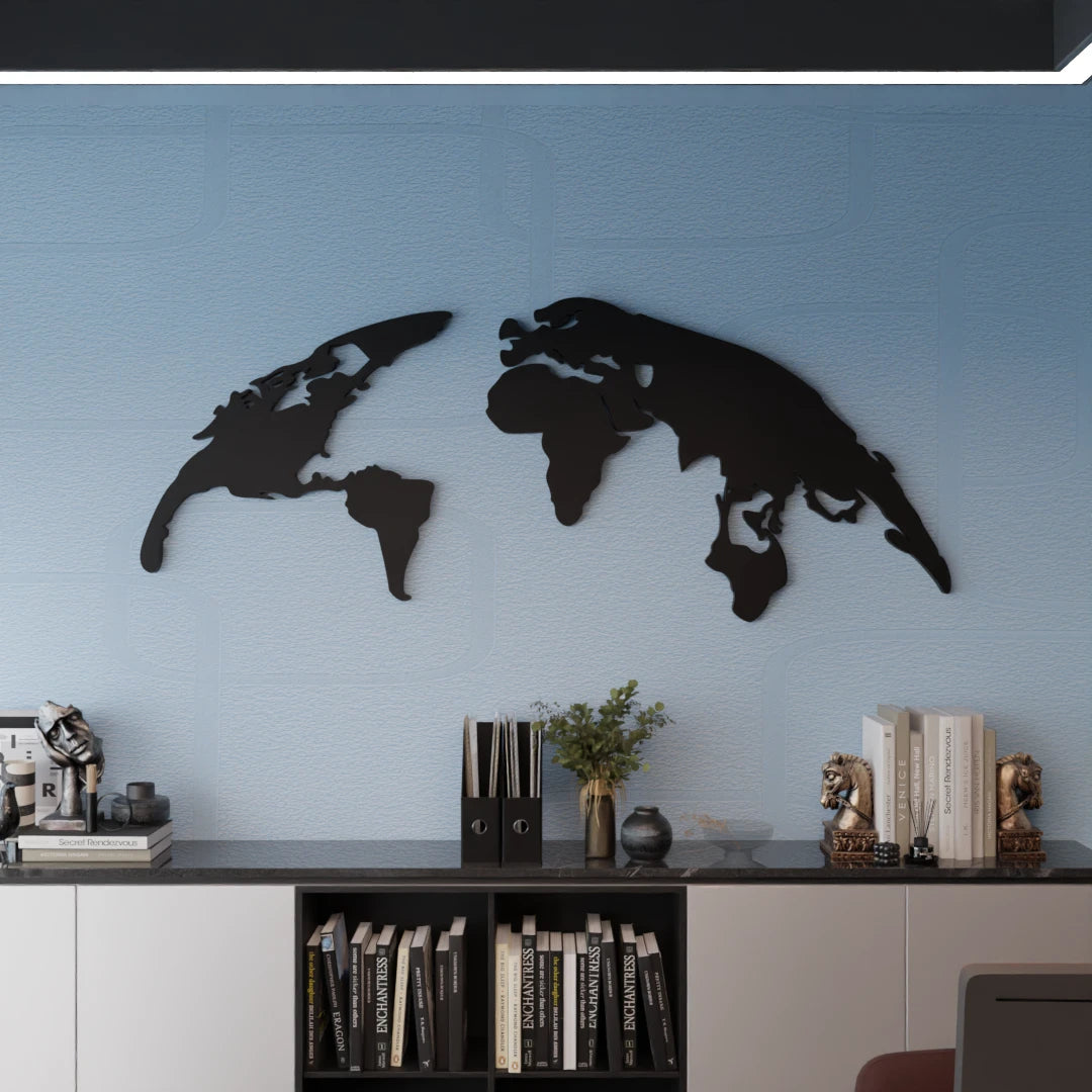 Metafurn World Map North large wooden wall art for offices